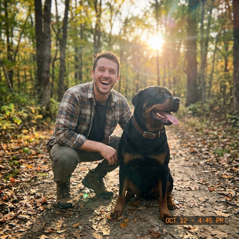 Sadie the Rottweiler with her owner