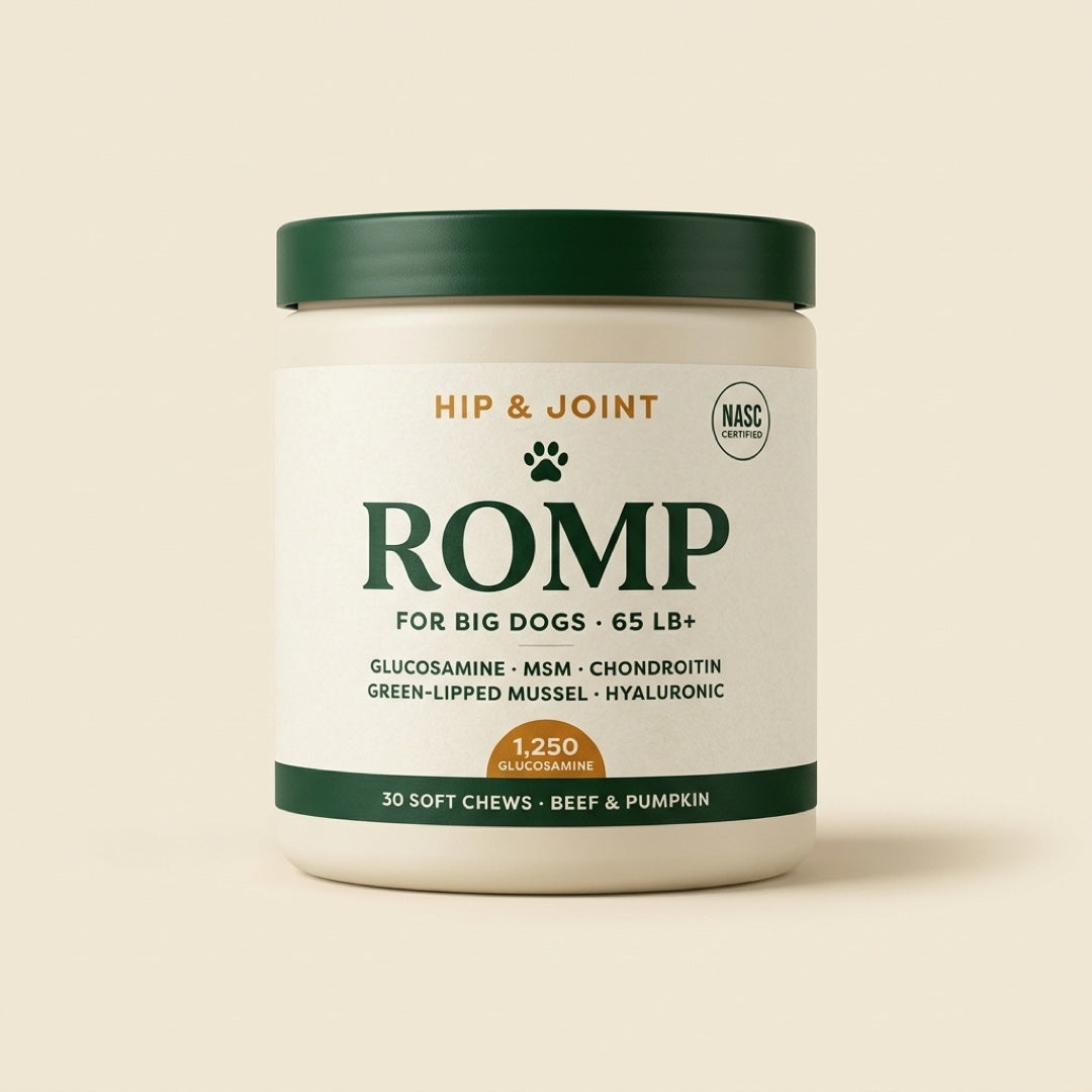 ROMP Hip & Joint chews jar for big dogs